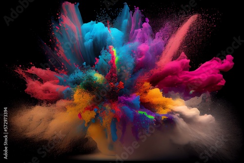 Image Of Color Powder Splash And Explosion Abstract Art . Admirable Image . Generative AI