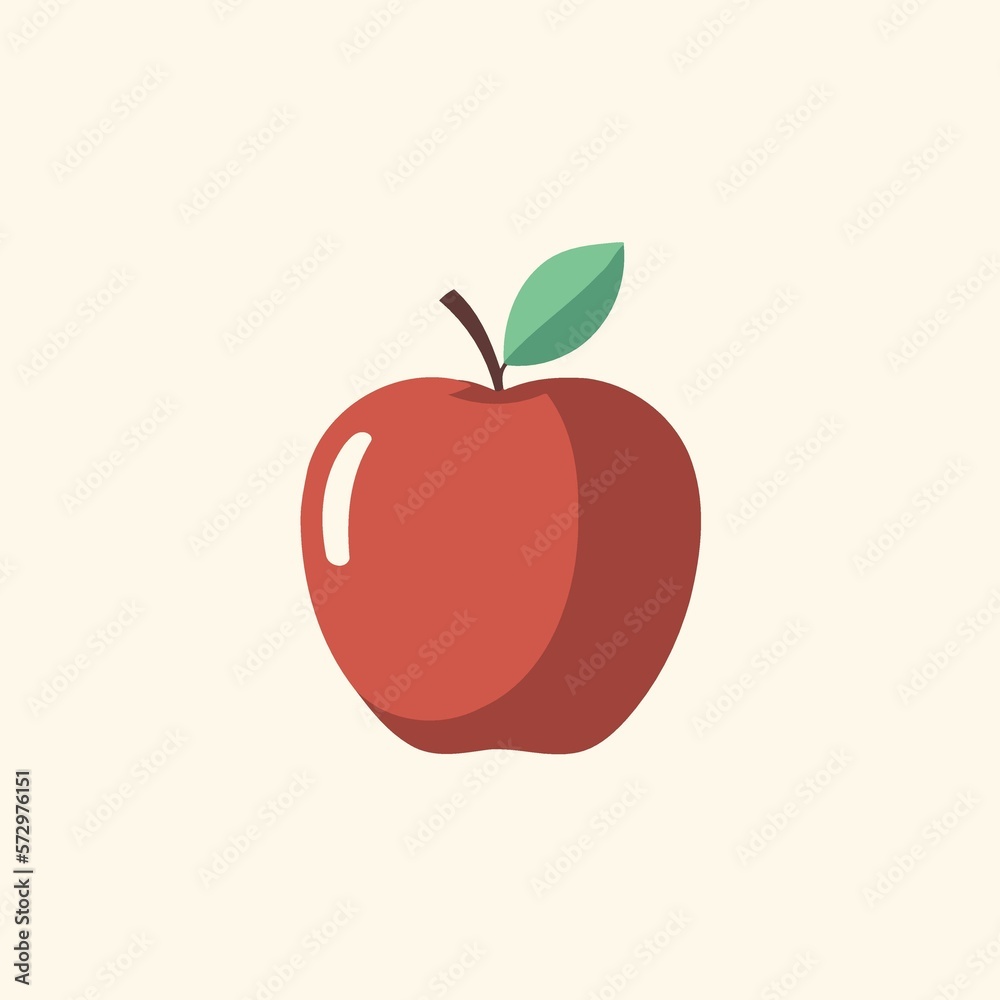 minimalist icon illustration of red apple fruit created with Generative AI technology minimalist icon illustration of red apple fruit created with Generative AI technology