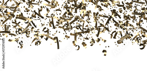 Glittering golden confetti png. Glittering golden confetti falls from above on transparent background. Celebrate festivals.