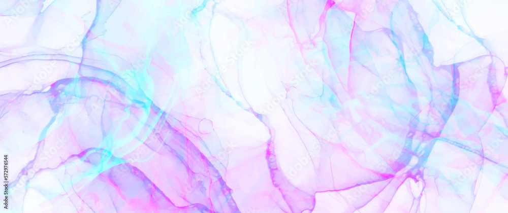 Obraz premium Abstract pink and blue ink vector art background for cover design, card, flyer, poster and design interior. Hand drawn illustration. Fluid art. Modern watercolor backdrop.