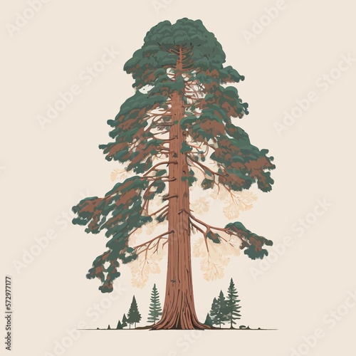 adult giant sequoia tree created with Generative AI technology photo