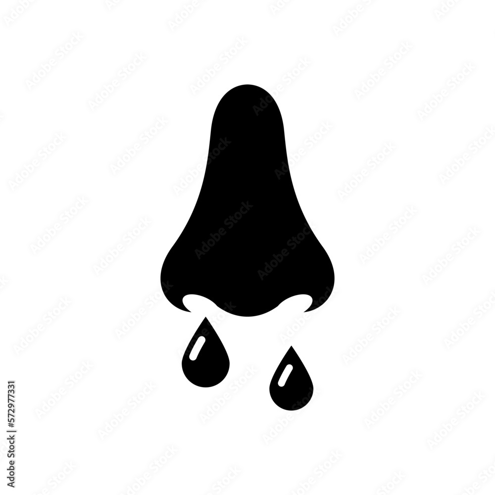 Vecteur Stock Blood with the nose black icon. Drops of blood flow from