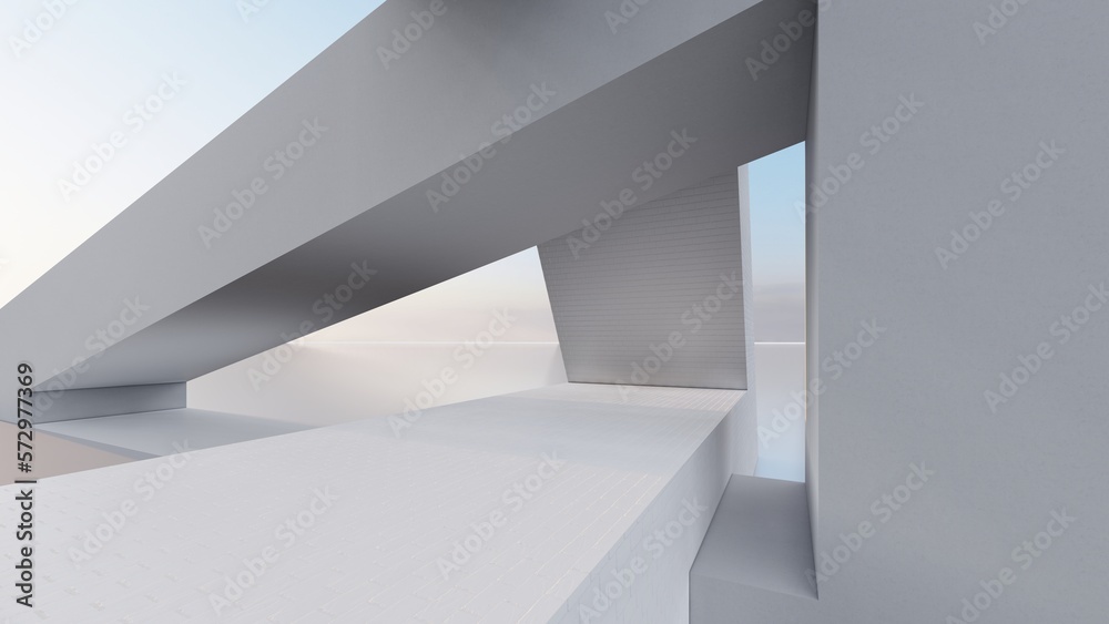 Obraz premium 3d rendering architecture background building geometric shape