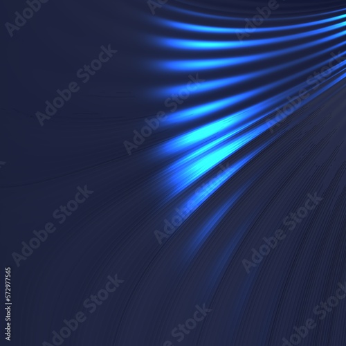 Deep blue curved abstract background. Lights and shadows. 3d illustration, 3d render