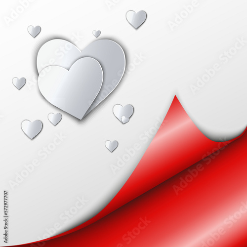 Paperhanging vector illustration. Unstuck, paper scroll backgrounds with falling confetti.
