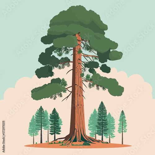 adult giant sequoia tree created with Generative AI technology