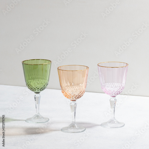 Concept with colored glass goblets