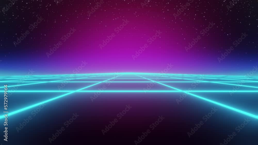 Synthwave animated Background. 80s wireframe Landscape. Retro Future ...