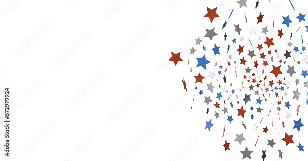 Stars - Festive background with confetti in the shape of stars in the color of the American flag.