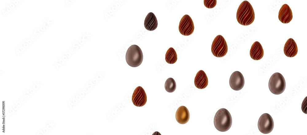 Fototapeta premium golden and silver eggs isolated on white background with shadow. Easter eggs