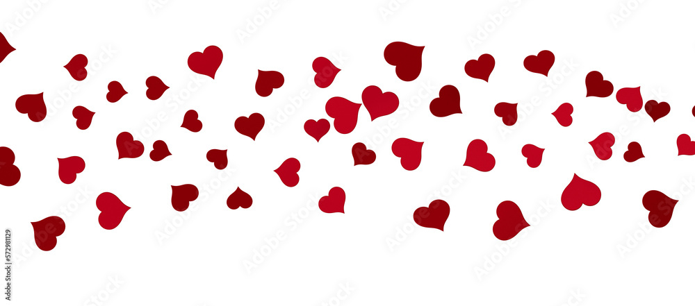 realistic isolated heart confetti on the transparent background for decoration and covering.