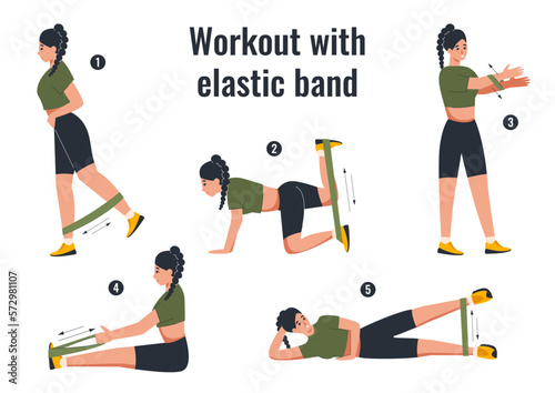 Elastic Band Workout Infographics