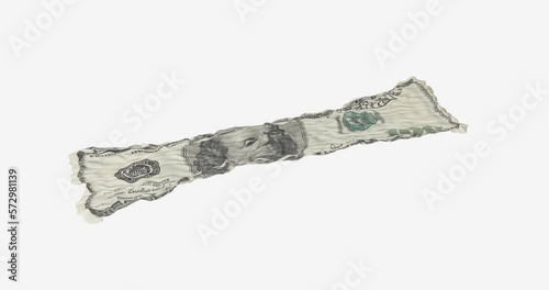 Inflation in US dollars. A diminishing banknote with a face value of 100 US dollars. 4K footage video concept