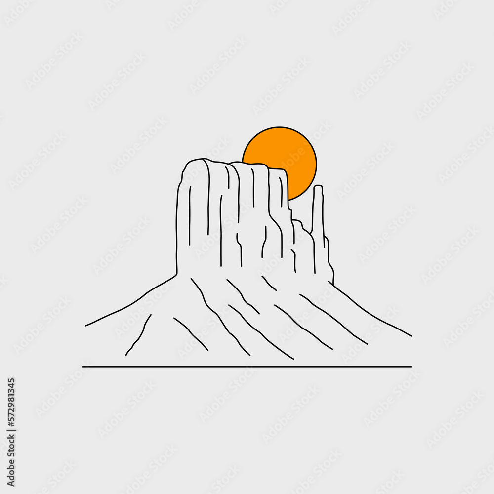 Simply mono line vector of monument valley arizona Simply mono line vector of monument valley arizona