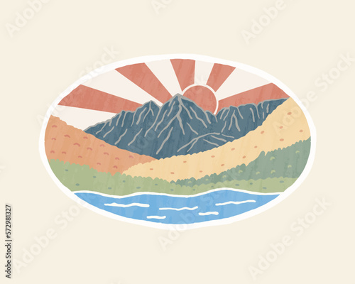 Maroon Bells Colorado hand drawing design for badge, sticker, patch, t shirt design, etc photo