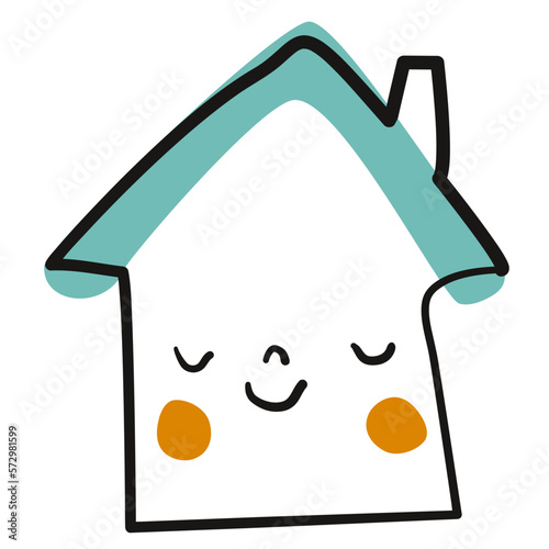 smiling house, vector icon