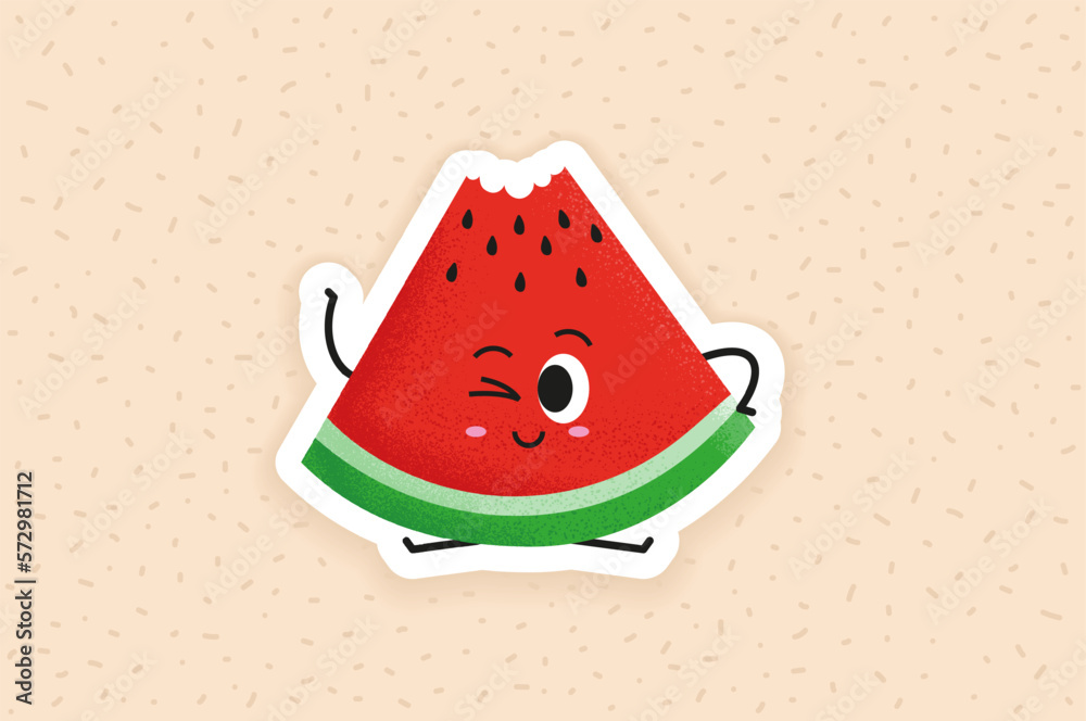 Cute happy watermelon character. Modern flat style. Red watermelon fruit healthy food, good nutrition,vegetarian concept. Tasty fruit for kids design concept. Cute happy watermelon character. Modern flat style. Red watermelon fruit healthy food, good nutrition,vegetarian concept. Tasty fruit for kids design concept.