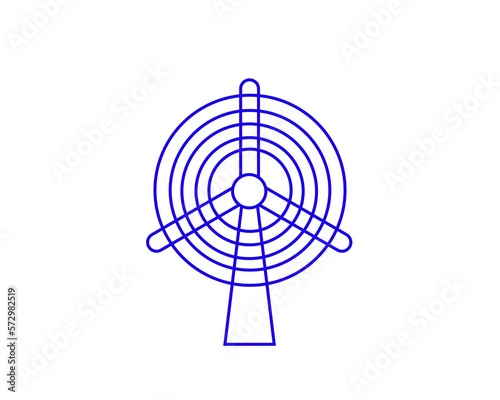 Isolated Concept of windmill in a flat style. Ecology thin line icon. Green Energy editable stroke icon.  Vector illustration