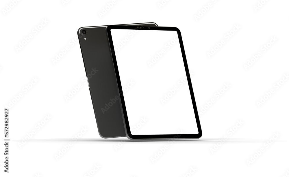 Photo 3D brandless tablet with empty screen isolated Photo 3D brandless tablet with empty screen isolated