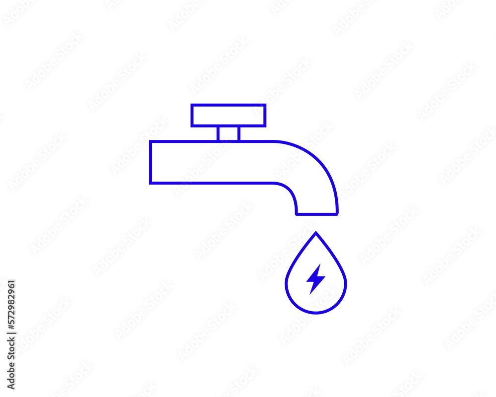 Isolated Concept of water energy in a flat style. Ecology thin line icon. Green Energy editable stroke icon. Vector illustration Isolated Concept of water energy in a flat style. Ecology thin line icon. Green Energy editable stroke icon. Vector illustration