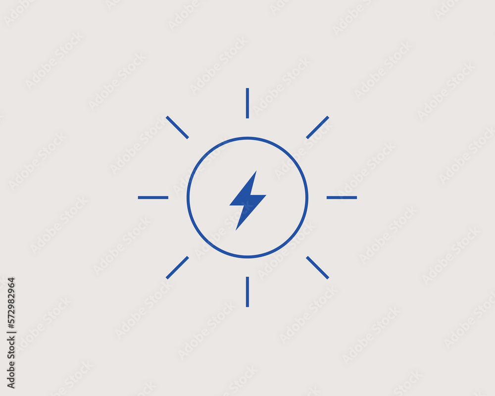 Concept of solar energy in a flat style. Ecology thin line icon. Green Energy editable stroke icon.  Vector illustration