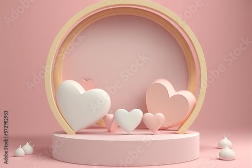 Generative AI of Valentine's day background with pastel color.