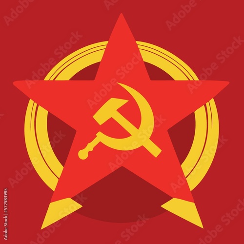 illustration in communist style in red and yellow colors created with Generative AI technology