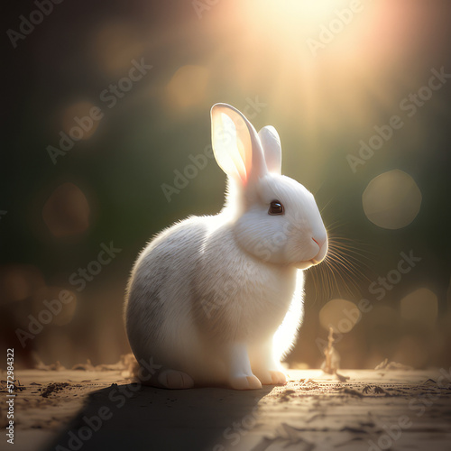 white rabbit with blurred background