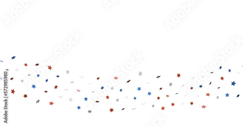 USA banner mockup with confetti stars in American national colors. USA Presidents Day  American Labor day  Memorial Day  US election concept.