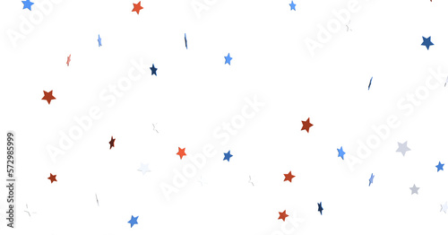 USA banner mockup with confetti stars in American national colors. USA Presidents Day, American Labor day, Memorial Day, US election concept.