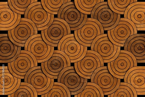 Wooden circles pattern texture, Generated by AI