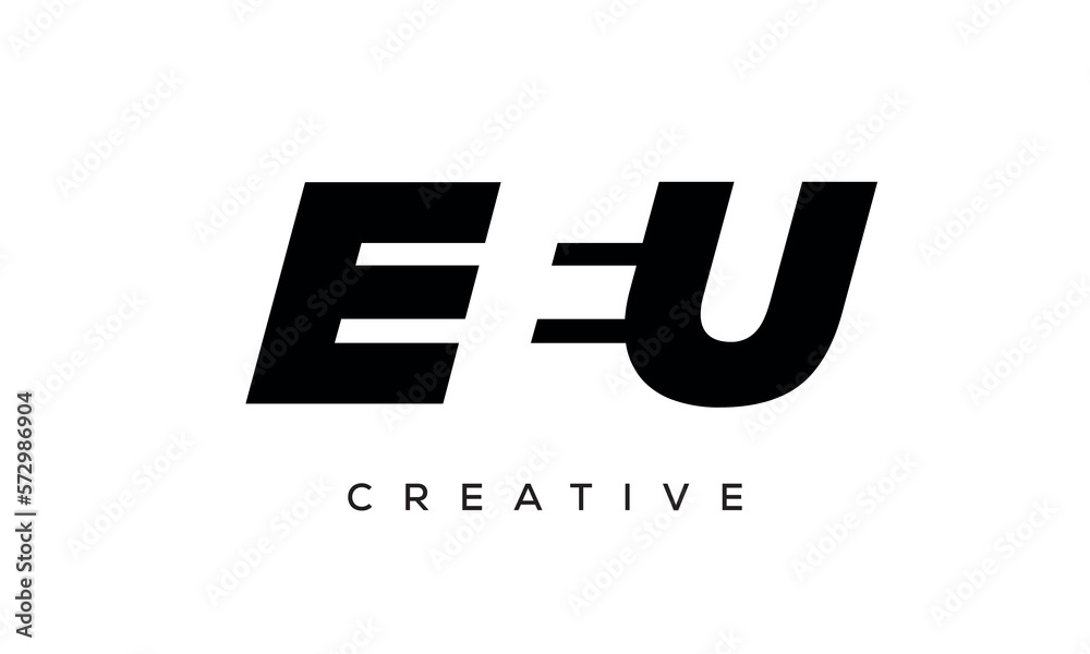 EEU letters negative space logo design. creative typography monogram vector