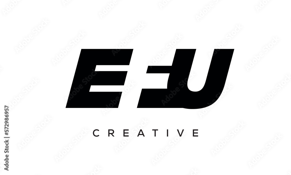 EFU letters negative space logo design. creative typography monogram vector