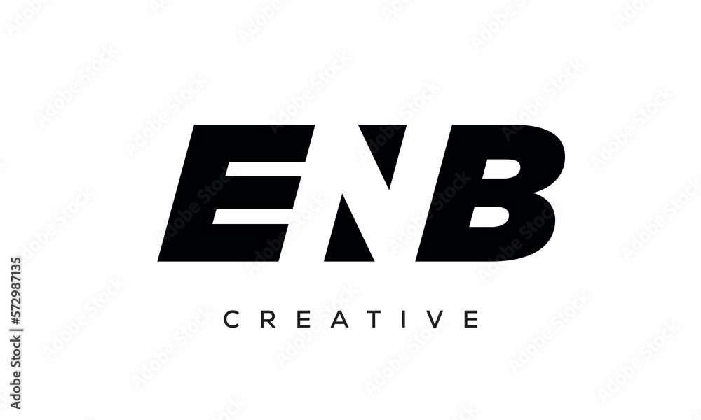 ENB letters negative space logo design. creative typography monogram vector ENB letters negative space logo design. creative typography monogram vector