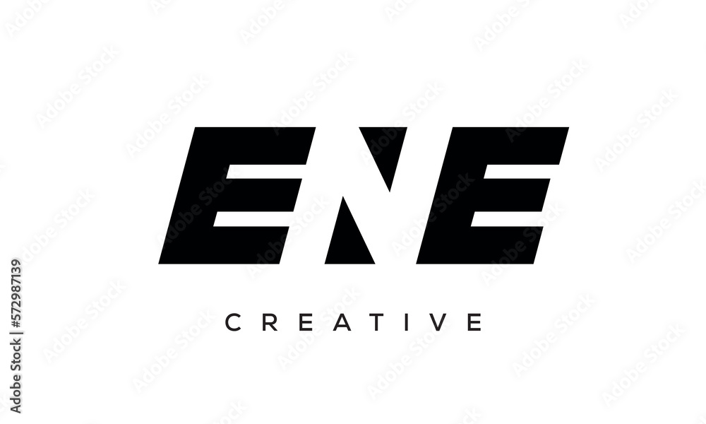 ENE letters negative space logo design. creative typography monogram vector