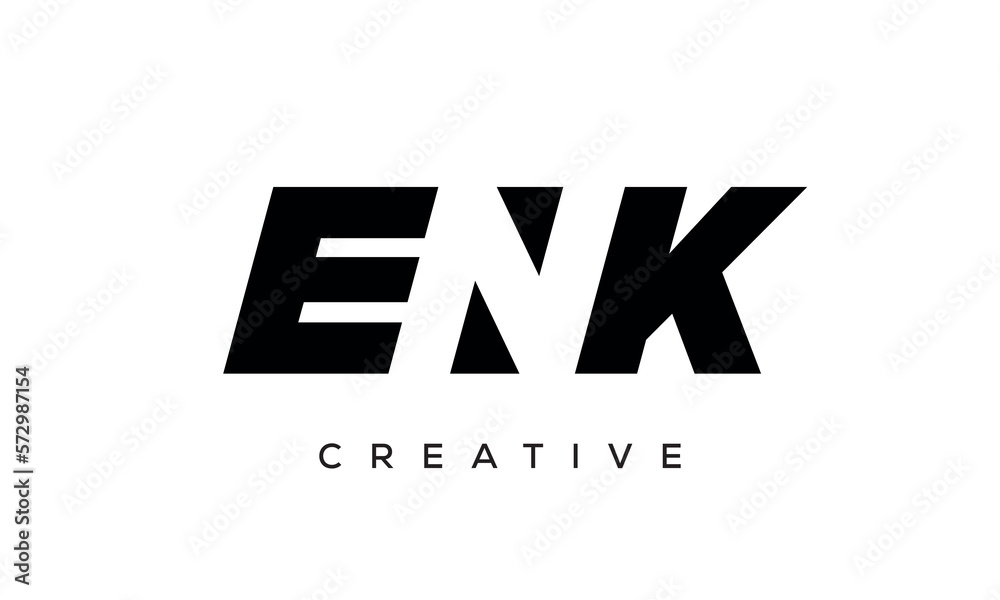 ENK letters negative space logo design. creative typography monogram vector ENK letters negative space logo design. creative typography monogram vector
