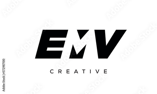 EMV letters negative space logo design. creative typography monogram vector