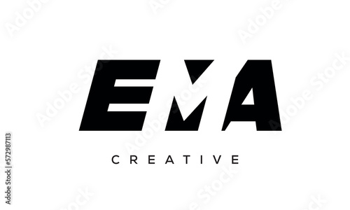 EMA letters negative space logo design. creative typography monogram vector