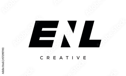 ENL letters negative space logo design. creative typography monogram vector