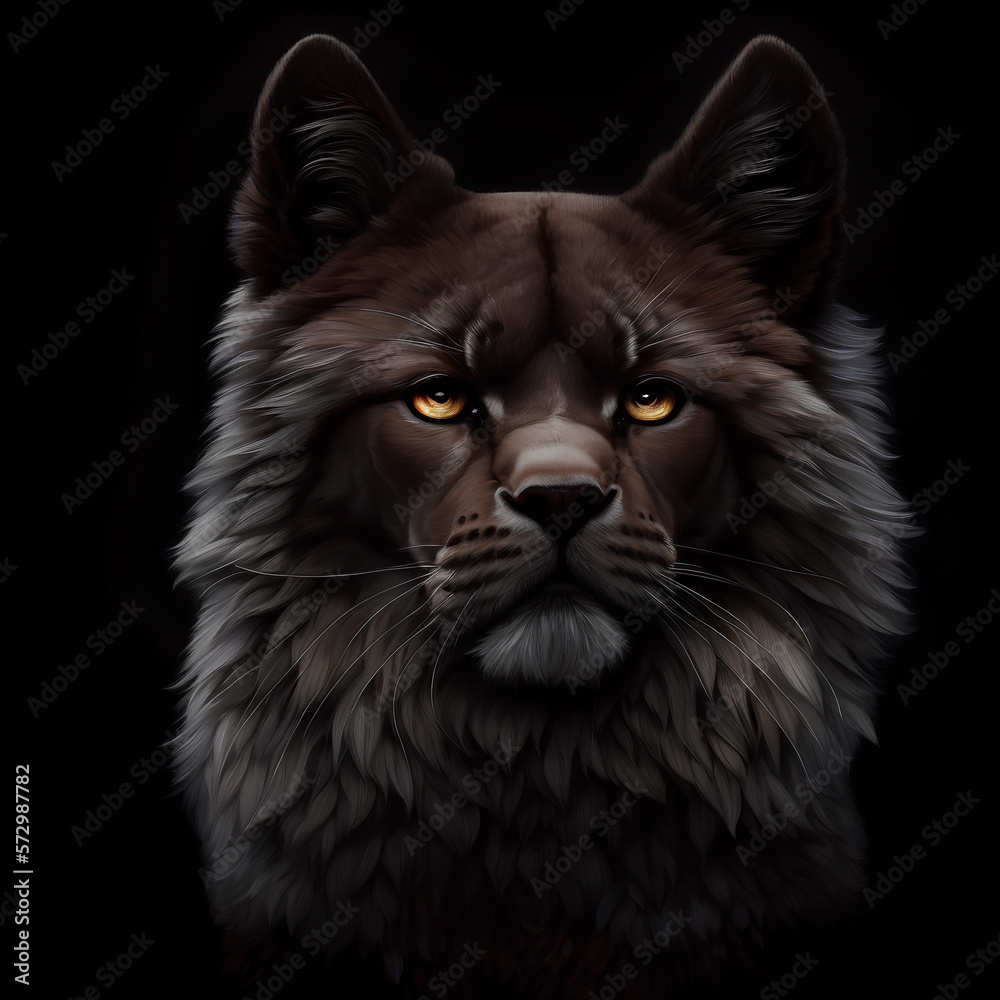 Cat lion head portrait, Generative AI Cat lion head portrait, Generative AI