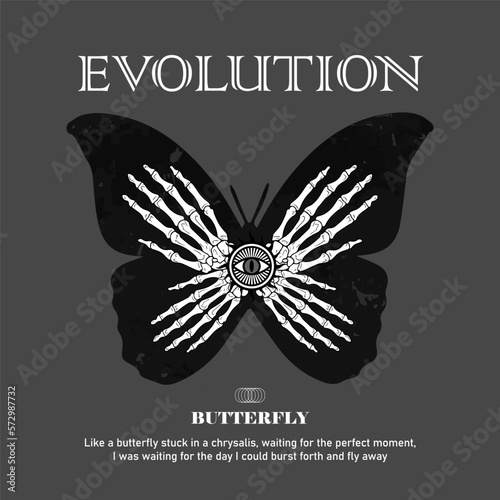 evolution butterfly t shirt design, vector graphic, Graphic Design Illustration street wear and Urban style