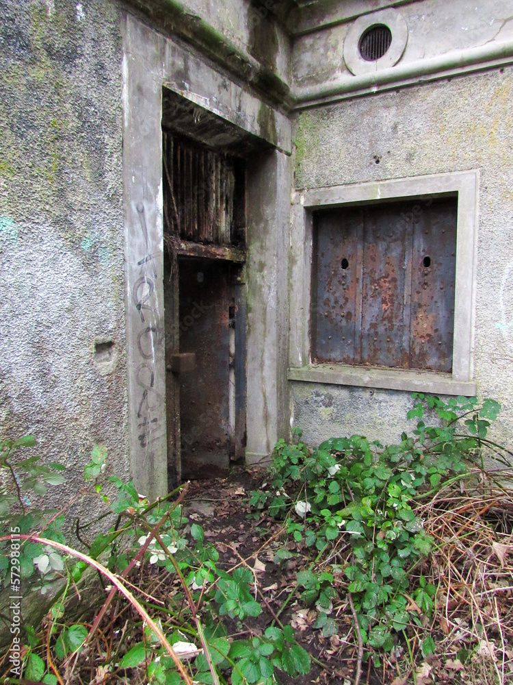 The entrance to an old abandoned world war I bunker at the Copenhagen defences, with clear vegetation raclaming much of the area The entrance to an old abandoned world war I bunker at the Copenhagen defences, with clear vegetation raclaming much of the area