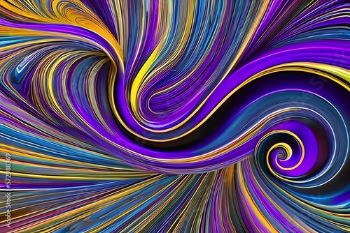 A Very Colorful Abstract Design On A Black Background With A Gold And Purple Swirl On The Bottom Of The Letter M In The Center Of The Image. Generative AI