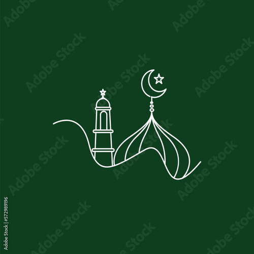 islamic ramadan and eid aladha mubarak with makkah and madinah illustration vector.