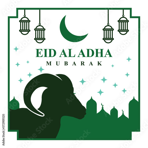 islamic ramadan and eid aladha mubarak with makkah and madinah illustration vector.