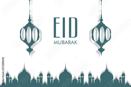 islamic ramadan and eid aladha mubarak with makkah and madinah illustration vector.
