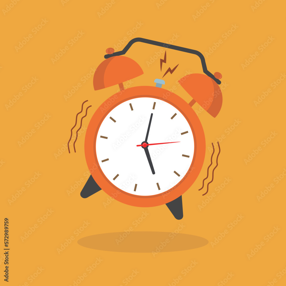 alarm clock ringing. Ringing alarm clock jumping and making loud noise. time for wakeup. vector illustration alarm clock ringing. Ringing alarm clock jumping and making loud noise. time for wakeup. vector illustration