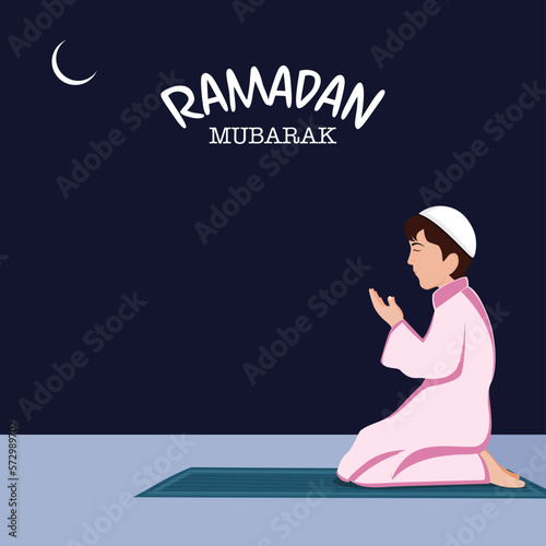 islamic ramadan and eid aladha mubarak with makkah and madinah illustration vector.