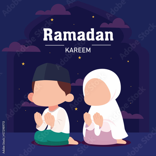 islamic ramadan and eid aladha mubarak with makkah and madinah illustration vector.