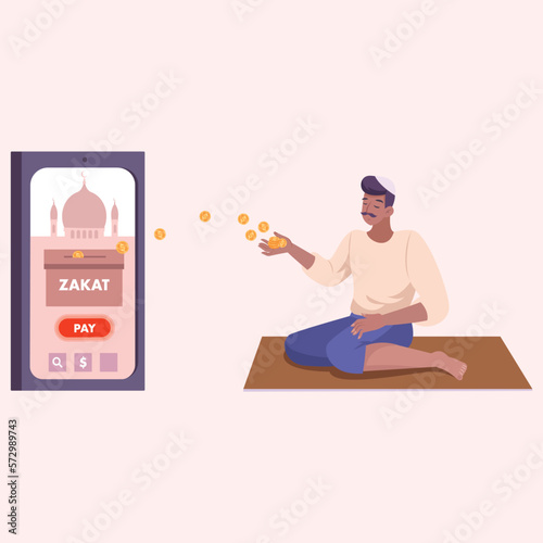islamic ramadan and eid aladha mubarak with makkah and madinah illustration vector.
